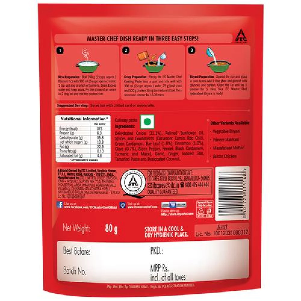 ITC Master Chef Hyderabadi Biryani Cooking Paste - Ready To Cook, 80 g-2.webp